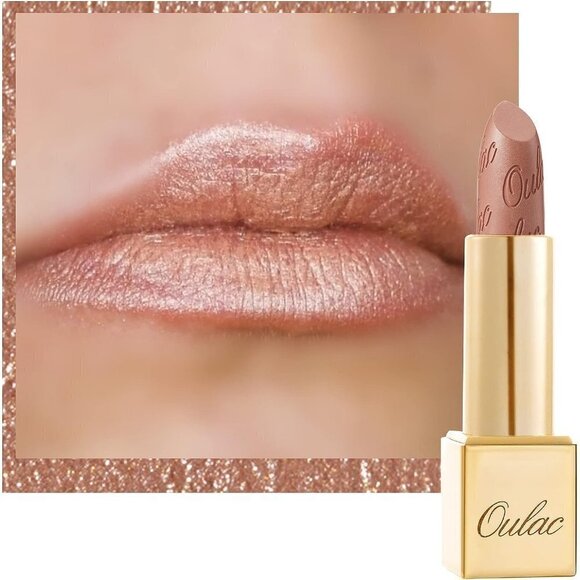 Oulac Women Metallic Nude Gold Moisturizing Creamy Lipstick Sahara Gold(10) - Picture 1 of 8
